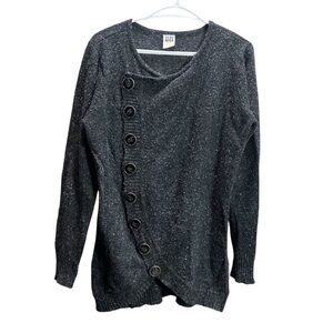 VERO MODA Black Asymmetrical Button Sweater Size XL Ribbed Galaxy Sweater